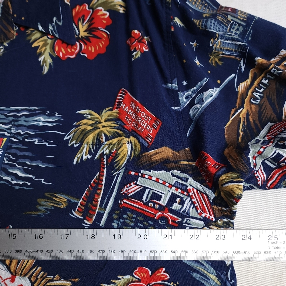 Vintage IN-N-OUT Burger Mens XL Hawaiian Button Up Short Sleeve Shirt Americana - Picture 7 of 8